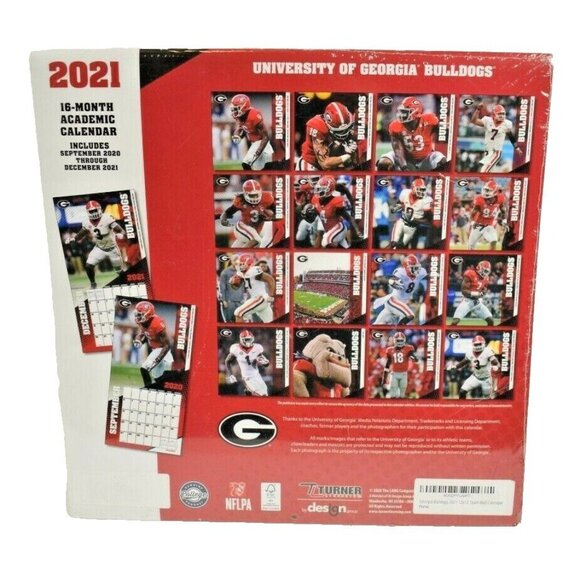Turner Licensing University of Georgia Bulldogs 16 Month 2021 Calendar (New) - Picture 2 of 2